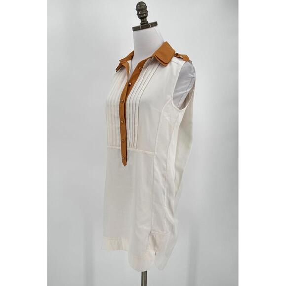 Ted Baker White Orange Contrast Collared Sleeveless Shift Dress Sz 1 US XS NEW - Picture 3 of 8